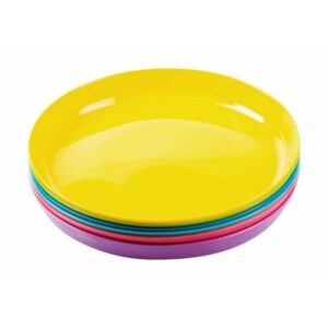 Kiddies Plastic Plates - Rainbow Range - 6 Assorted Colours Per Pack - Pack of 10