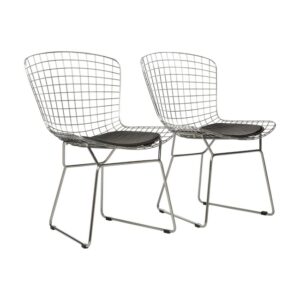 Visitors Arm Chair - Diamond Mesh Bertoia - Stainless Steel - Black