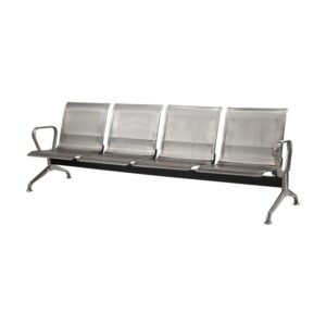 Airport Bench - Public Seating - Stainless Steel - Indoor and Outdoor Use - Flat Packed - Four Seater - 238 x 67 x 79 cm