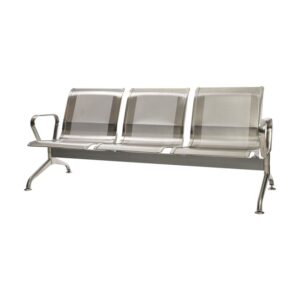 Airport Bench - Public Seating - Stainless Steel - Indoor and Outdoor Use - Flat Packed - Three Seater - 180 x 67 x 79 cm