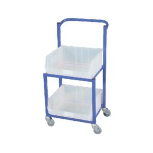 Steel Frame Plastic Container Trolley - Kit - Includes 2 x Size 8 Clear Bins - 94 x 48 x 50cm