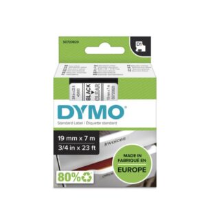 Dymo D1 Tape (19mm x 7m, Black on Clear)