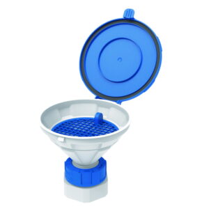 SCAT Funnel with lid "MARCO", V2.0, S65, PE-HD, with removable sieve, Ø 140 mm