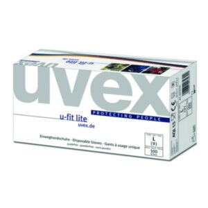 Uvex Disposable Gloves U-Fit Lite, Size L, Nitrile, 240mm, Silicone-Free, Powder-Free, Blue, Pack of 100