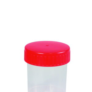 Ratiolab Multipurpose Beakers, 120 mL, PP, with Red Screw Lid, Graduated, Sterilized (Pack of 250)
