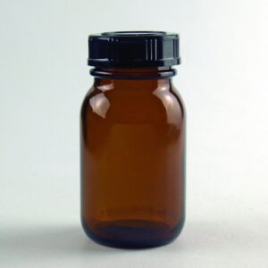 Hecht Wide-Neck Jar 200 ml, GL 55 with Thread and Screw Cap, Amber Glass