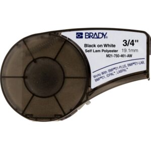Brady High-Performance Labels White Polyester B-461 M21 750, 461-19.05 mm x 6.4 m Roll