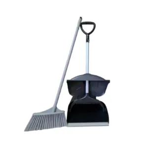 Heavy Duty Long Handle Dustpan & Broom With Hood Black