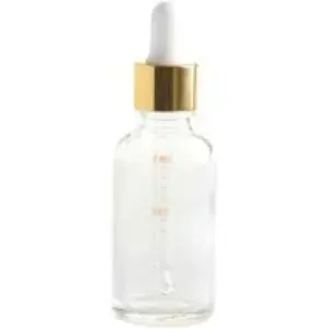 Dropper Bottle, Clear Glass, Gold Pipette Lid