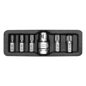 Spline Bit Socket Set - Chrome Vanadium - 1/2" Connector - Standard Length - 6 Piece - YT-0414