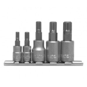 Spline Bit Socket Set - AISI A2 Steel Bits - 1/4" and 3/8" Connector - 5 Piece - YT-04360