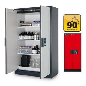 Fire Resistant Cabinet - Q-Line - Storage of Flammable Hazardous Materials - 119.3 x 61.5 x 195.3 cm - Red - IASE30001046-1