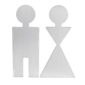 Bathroom Sign - Man and Women - Brushed Stainless Steel - 250 x 90 - 215