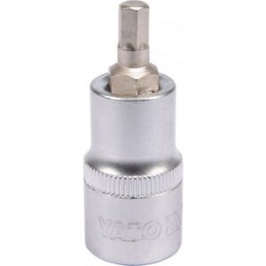 Hex Bit Socket - Chrome Vanadium - 1/2" Connector - Standard Length - HEX 6 x 50mm - YT-04382