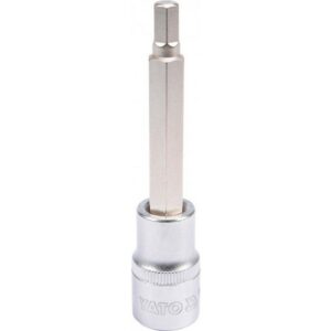 Hex Bit Socket - Chrome Vanadium - 1/2" Connector - Long - HEX 7 x 100mm - YT-04393