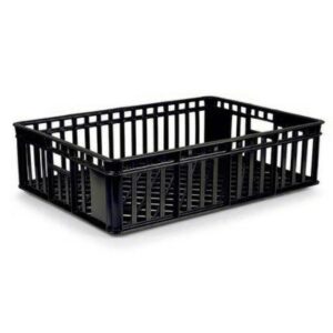 Freezer Stacking Crate - Plastic Box - Vented Base and Sides - 63.5 x 45.5 x 17 cm - Recycled Material - Black - PI-735-black