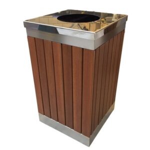 Wastebin - SS304 Stainless Steel and Wood Litter Bin - 900x510x510mm - WDB2263S