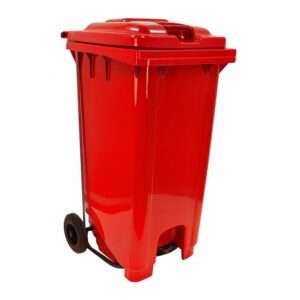 Wheelie Pedal Bin - 240L Foot Operated Pedal Bin - Plastic - Red