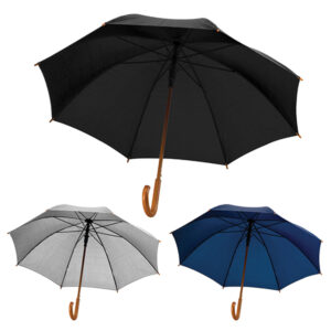 8 Panel Booster Umbrella With Wood Finish Hook Handle – Avail Black, Navy or Grey