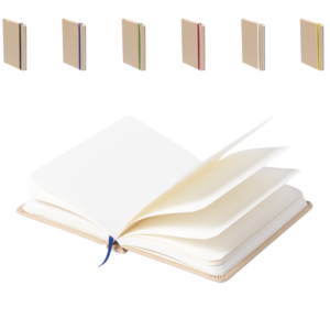 A5 Notebook with Coloured Bookmark & Strap – Natural Cardboard Soft Touch Cover