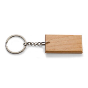Beech Wood Rectangular Keyring