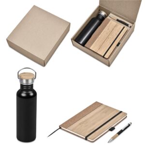 Cantoro Kraft Eco Friendly Office Gift Set with A5 Notebook, Pen & Waterbottle
