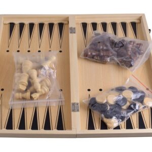 Bamboo Chess. Backgammon & Checkers Game Set