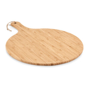 Cutting board made from Bamboo wood with a convenient serving handle