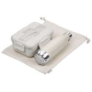 Eco Friendly Corporate Gift Set – Bottle & Lunch Box in Cotton String Bag