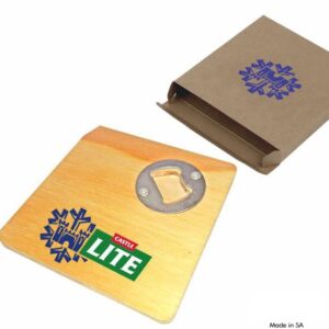 Eco Friendly Wooden Puzzle Coaster With Integrated Bottle Opener In Cardboard Box – Min 100