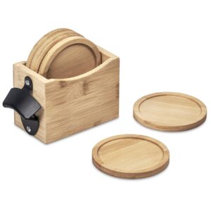 Okiyo Kanpai Bamboo Coaster & Bottle Opener Set