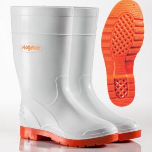 Gumboot Ladies White/Red . Sizes: 3-12