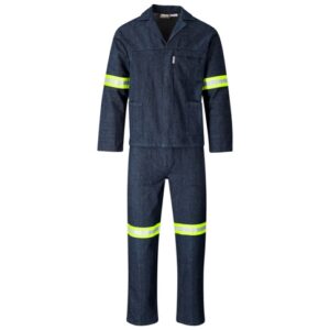 Vintage 100% Cotton Denim Conti Suit – Reflective Arms & Legs – Yellow Tape