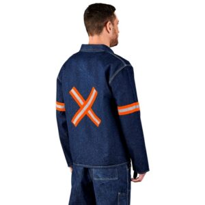 Cast Premium 100% Cotton Denim Workwear Jacket – Reflective Arms & Back – Orange Tape