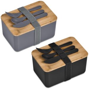 Pasuta Recycled Plastic & Bamboo Lunch Box With Strap & Cutlery Set