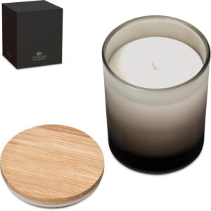 Vanilla Scented 160g Candle In Glass Container With Eco Bamboo Lid & Gift Box