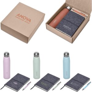 Vogue A5 Notebook, Pen & Water Bottle Eco Friendly Cassidy Gift Set – In Various Pastel Colours