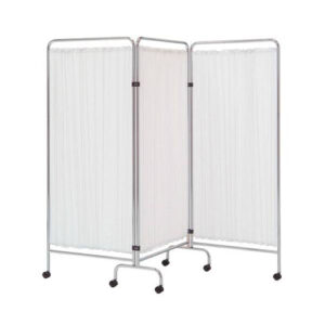 Mobile bedscreen 3 fold with curtains