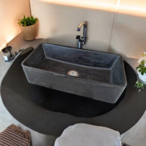 Alternative view of Aquatina Black Concrete Basin 47 X 23.5 X 12Cm