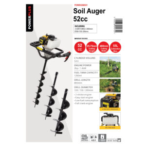 Alternative view of Power Plus Soil Auger 52Cc 1.4Kw (3 Attachments Included)
