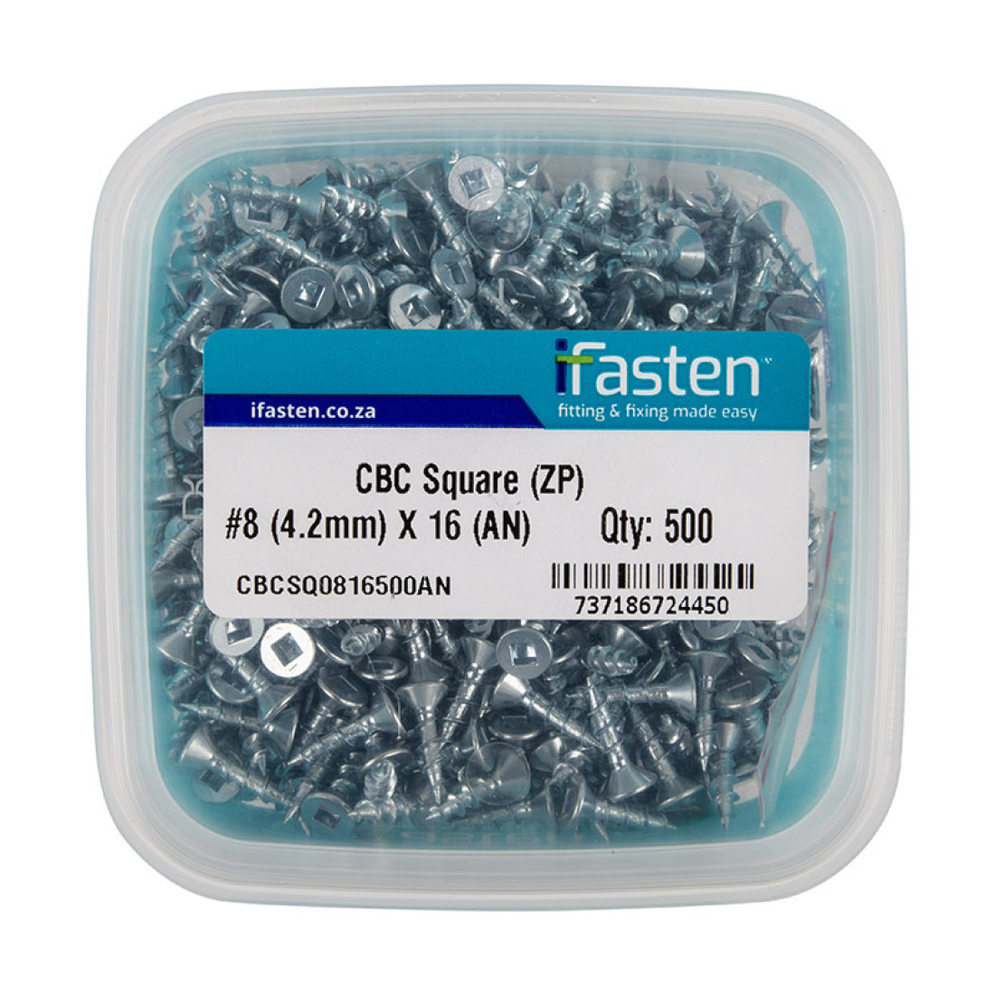 Ifasten Cbc Square No8 Zp 4.2Mmx16Mm 500 Pt + Bit