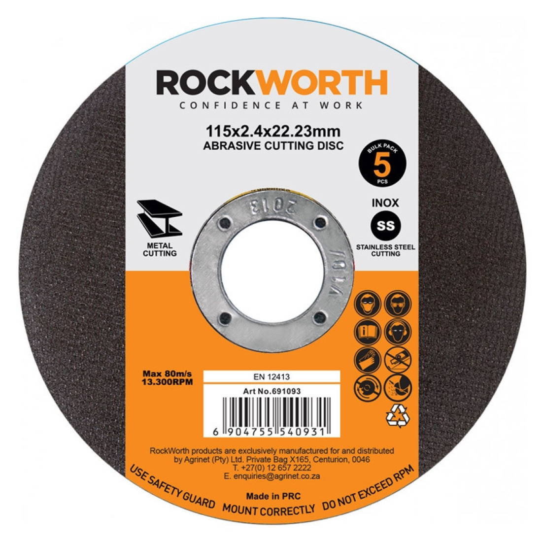 Rockworth Cutting Disc Steel 115X3.0Mm 5Pack - Image 2