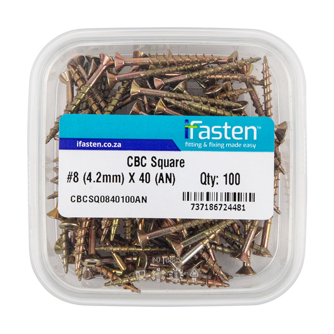 Ifasten Cbc Square No8 4.2Mmx40Mm 100 Pt