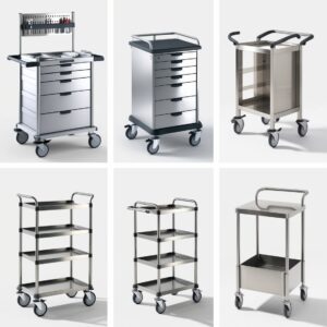 Utility Carts 2-Tier Gray Medical - Trolley for Laboratory