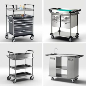 Utility Carts 2-Tier Gray Medical - Trolley for Laboratory