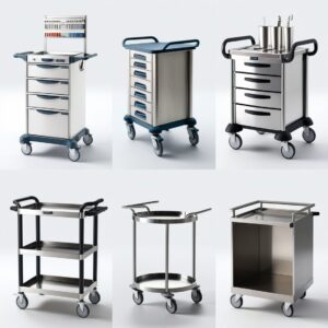 medical storage trolley on wheels