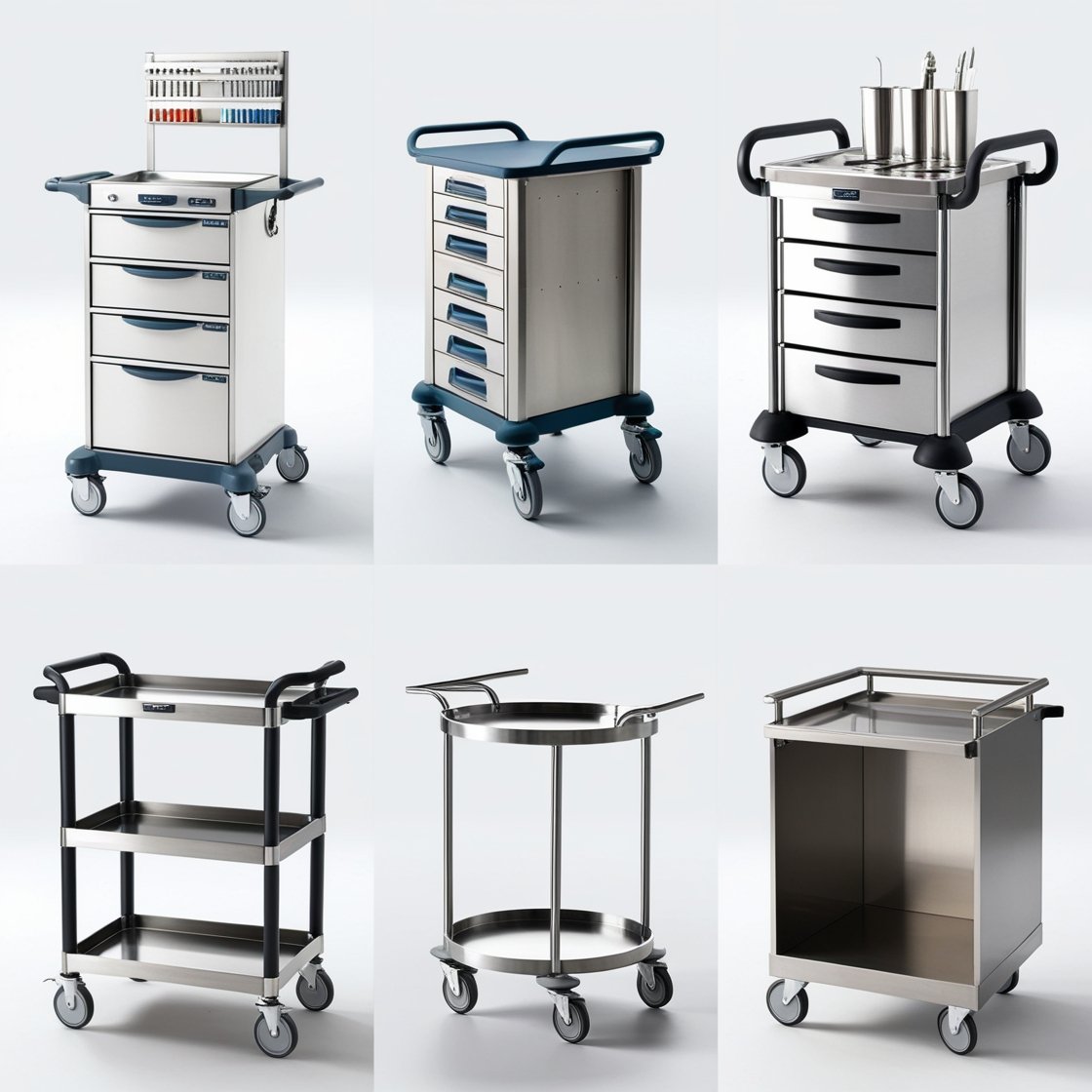 medical storage trolley on wheels