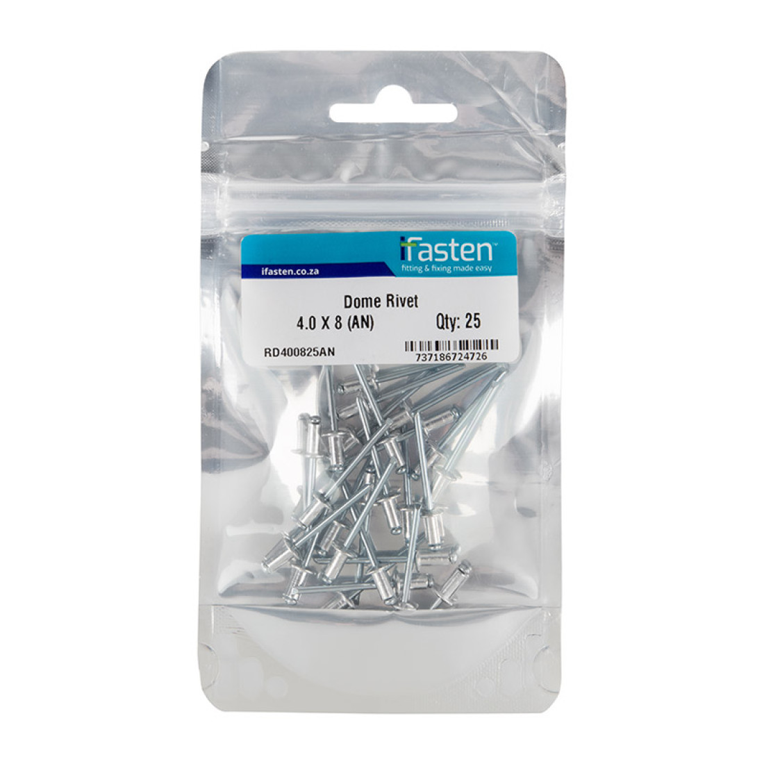 Ifasten Rivet Dome 4.0Mmx8Mm 25 Pp
